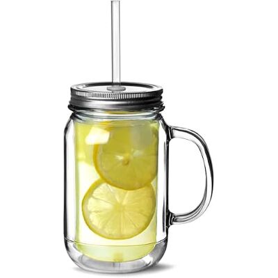 bar@drinkstuff Double Wall Plastic Mason Drinking Jar Glasses 16oz / 470ml, XH-PP17-S, Pack of 4 bar@drinkstuff Double Wall Plastic Mason Drinking Jar Glasses 16oz / 470ml, XH-PP17-S, Pack of 4