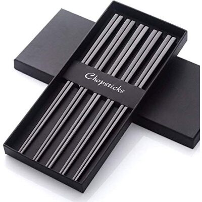 Buyer Star Black Chopsticks Stainless Steel 18/10 Hollow Chinese Japanese Korean 5 Pairs Reusable Chopsticks for Sushi Dinner Hotpot Tableware Set Buyer Star Black Chopsticks Stainless Steel 18/10 Hollow Chinese Japanese Korean 5 Pairs Reusable Chopsticks for Sushi Dinner Hotpot Tableware Set