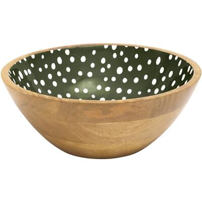 Dexam Sintra Mango Wood Spotted Salad Bowl Olive Green Dexam Sintra Mango Wood Spotted Salad Bowl Olive Green