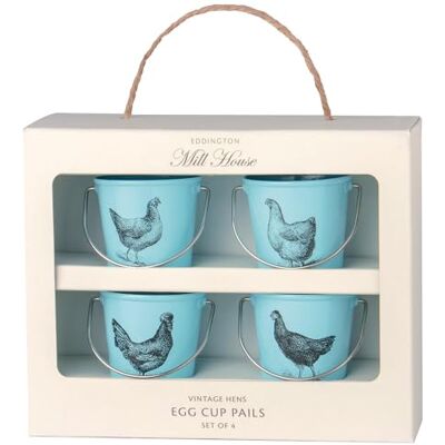 Eddingtons Eddington Vintage Set of 4 Egg Cup Buckets Hen, Blue Eddingtons Eddington Vintage Set of 4 Egg Cup Buckets Hen, Blue