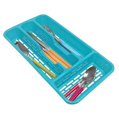 PlasticForte PLASTIFIC Large CUTLERY TRAY Utensils Spoon Fork Holder Flatware Organiser for Kitchen Organiser Strong Plastic Drawer Sliding Tidy (33 x 17.5 x 4.3 slim, Turquoise) PlasticForte PLASTIFIC Large CUTLERY TRAY Utensils Spoon Fork Holder Flatware Organiser for Kitchen Organiser Strong Plastic Drawer Sliding Tidy (33 x 17.5 x 4.3 slim, Turquoise)