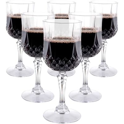 alpina Plastic Wine Glasses Set of 6-200ml Plastic Glasses Reusable Wine Glass with Crystal Effect Suitable for Soft Drinks, Red and White Wine Hand Washable Transparent alpina Plastic Wine Glasses Set of 6-200ml Plastic Glasses Reusable Wine Glass with Crystal Effect Suitable for Soft Drinks, Red and White Wine Hand Washable Transparent