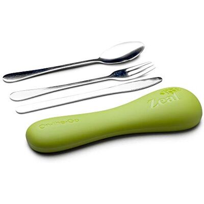Zeal K300L Stainless Steel Space Saving Cutlery Set in Silicone Wallet-For Food On The Go Lime, Melamine Zeal K300L Stainless Steel Space Saving Cutlery Set in Silicone Wallet-For Food On The Go Lime, Melamine