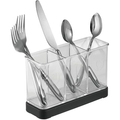 InterDesign iDesign Forma Kitchen Countertop Flatware and Cultery Organizer Server, Black/Clear InterDesign iDesign Forma Kitchen Countertop Flatware and Cultery Organizer Server, Black/Clear
