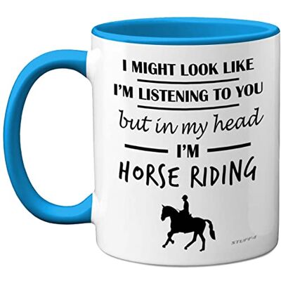Stuff4 Horse Gifts for Women Men in My Head I'm Horse Riding Riding Gifts for Lovers, Mugs Girls, Rider 11oz Ceramic Dishwasher Safe Blue Handle Mugs Cup Stuff4 Horse Gifts for Women Men in My Head I'm Horse Riding Riding Gifts for Lovers, Mugs Girls, Rider 11oz Ceramic Dishwasher Safe Blue Handle Mugs Cup