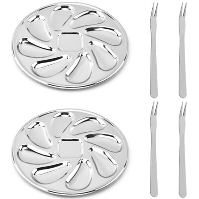BAOPUSHIDAJILI Stainless Steel Oyster Plate Grill Pan Oyster Shell Shaped Oyster Plate Oyster Shell Shaped Serving Trays for Scallop 2Pcak Oyster Shell Shaped Pan and 4pcs Forks Set BAOPUSHIDAJILI Stainless Steel Oyster Plate Grill Pan Oyster Shell Shaped Oyster Plate Oyster Shell Shaped Serving Trays for Scallop 2Pcak Oyster Shell Shaped Pan and 4pcs Forks Set