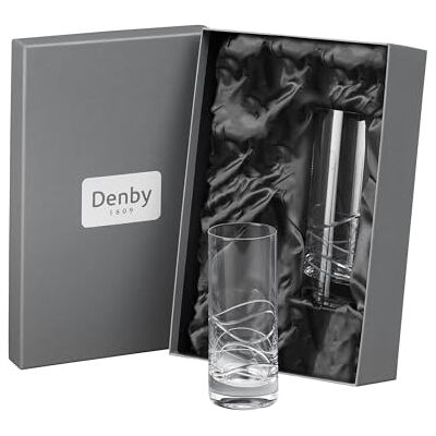 Denby Aurora Crystal Large Tumbler Glasses Set of 2-370ml Highball, Lead-Free, Hand Blown, Hand Cut Design Juice, Water Glass Dishwasher Safe Tall Cocktail Glasses with Gift Box Denby Aurora Crystal Large Tumbler Glasses Set of 2-370ml Highball, Lead-Free, Hand Blown, Hand Cut Design Juice, Water Glass Dishwasher Safe Tall Cocktail Glasses with Gift Box