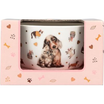 Depesche TOPModel Fur Ever Friends 13867 Cereal Bowl in White with Model Motif, Dogs, Cats and Gold, Bowl with Inscription Happy Day Depesche TOPModel Fur Ever Friends 13867 Cereal Bowl in White with Model Motif, Dogs, Cats and Gold, Bowl with Inscription Happy Day