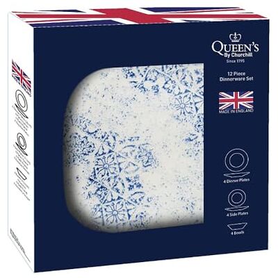 Queens By Churchill Queens by Churchil Algarve Blue 12 Piece Dinner Set Queens By Churchill Queens by Churchil Algarve Blue 12 Piece Dinner Set