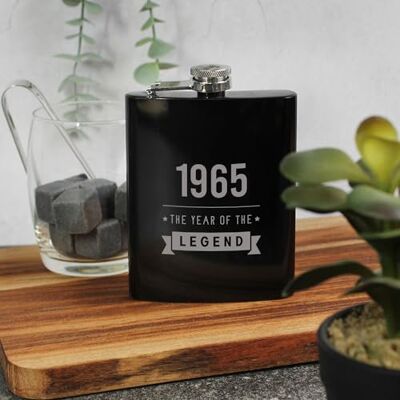 eBuyGB Engraved Black Metal Hip Flask 1965 The Year of The Legend, 60th Birthday Gifts for Men, Milestone Sixtieth Gift for Men, 7oz Whisky Flask eBuyGB Engraved Black Metal Hip Flask 1965 The Year of The Legend, 60th Birthday Gifts for Men, Milestone Sixtieth Gift for Men, 7oz Whisky Flask