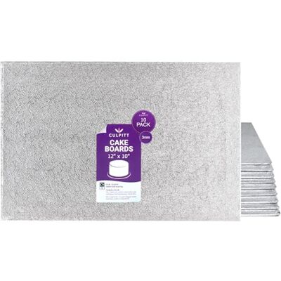 Culpitt 12" x 10" Oblong Cake Boards 10 Pack 3mm Hardboard Cards For Celebration Desserts, Birthday Treats, Tray Bakes, Cupcakes, and More! Strong, Rectangular Pack Of 10 Culpitt 12" x 10" Oblong Cake Boards 10 Pack 3mm Hardboard Cards For Celebration Desserts, Birthday Treats, Tray Bakes, Cupcakes, and More! Strong, Rectangular Pack Of 10