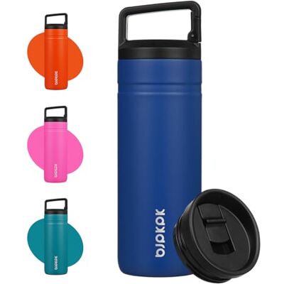 BJPKPK Insulated Water Bottle with 2 Lids,600ml Double Wall Stainless Steel Vacuum Tumbler Travel Coffee Mug,Wide Mouth Thermal Cup,Sapphire Blue BJPKPK Insulated Water Bottle with 2 Lids,600ml Double Wall Stainless Steel Vacuum Tumbler Travel Coffee Mug,Wide Mouth Thermal Cup,Sapphire Blue