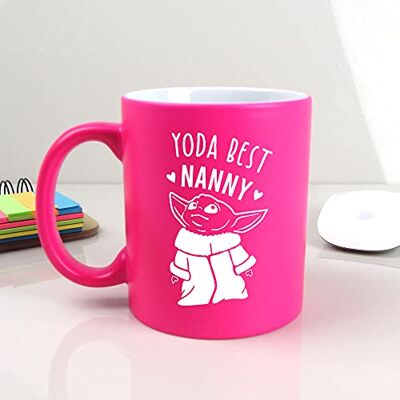 eBuyGB Personalised Coffee Mug, Neon Pink Baby Yoda Mug, 350ml Star Wars Themed Tea Cup, Funny Gifts for Grandma, Nanna, Granny (Yoda Best Nanny) eBuyGB Personalised Coffee Mug, Neon Pink Baby Yoda Mug, 350ml Star Wars Themed Tea Cup, Funny Gifts for Grandma, Nanna, Granny (Yoda Best Nanny)