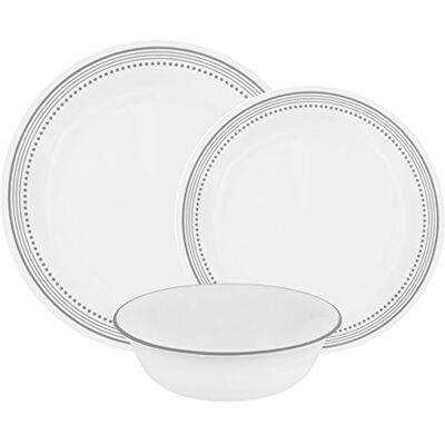 Corelle Mystic Gray Chip and Break Resistant Dinner Set for 4 Person, Grey, 12-Piece Corelle Mystic Gray Chip and Break Resistant Dinner Set for 4 Person, Grey, 12-Piece