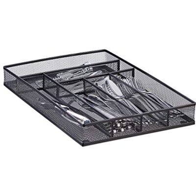 Relaxdays Large Metal Mesh Cutlery Tray, Open Drawer Organizer Insert, L, HWD: 5.1 x 28.6 x 40.6 cm, Black Relaxdays Large Metal Mesh Cutlery Tray, Open Drawer Organizer Insert, L, HWD: 5.1 x 28.6 x 40.6 cm, Black