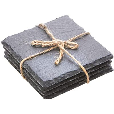 Urban Living Set of 4 Square Slate Coaster for Drinks Table Home Pub Bar L-10cm x W-10cm x H-0.8cm Urban Living Set of 4 Square Slate Coaster for Drinks Table Home Pub Bar L-10cm x W-10cm x H-0.8cm
