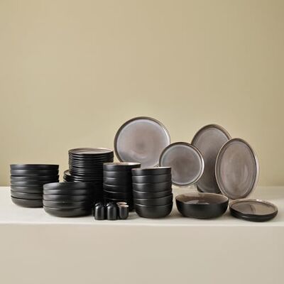 KARACA Mercure 59-Piece Stoneware Dinner Set for 12 People, Reactive Glaze Finish Plates and Bowls Set, Microwave & Dishwasher Safe, Ideal Dinnerware for Everyday & Special Occasion KARACA Mercure 59-Piece Stoneware Dinner Set for 12 People, Reactive Glaze Finish Plates and Bowls Set, Microwave & Dishwasher Safe, Ideal Dinnerware for Everyday & Special Occasion