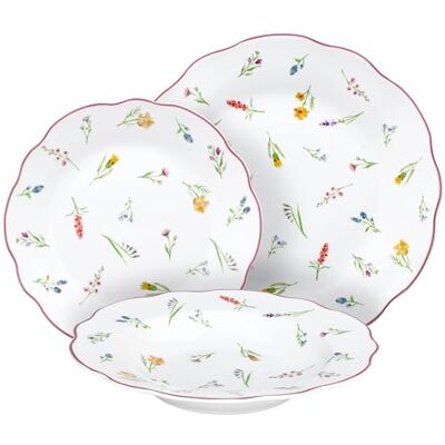 Tognana Millefiori 18-Piece Dinner Set for 6 People, Porcelain, White Tognana Millefiori 18-Piece Dinner Set for 6 People, Porcelain, White