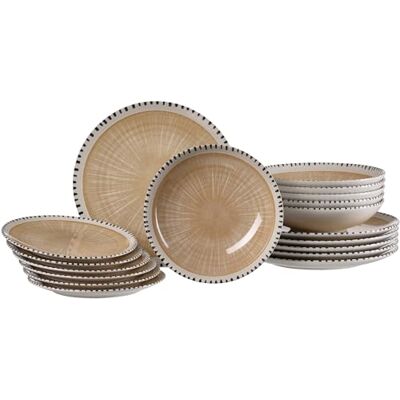 Ritzenhoff & Breker Natura 18-Piece Plate Set for 6 People with Nature-Inspired Digital Print Decoration, Dishwasher and Microwave Safe, Stoneware, Cream Ritzenhoff & Breker Natura 18-Piece Plate Set for 6 People with Nature-Inspired Digital Print Decoration, Dishwasher and Microwave Safe, Stoneware, Cream