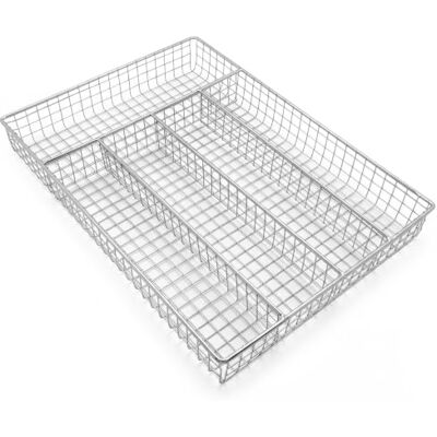 WINSOME Stainless Steel Cutlery Tray Chrome-Plated Cutlery Organiser with Open Wire Structure 5-Compartment Cutlery Storage for Forks, Knives & Serving Spoons Stain-Proof Cutlery Rack WINSOME Stainless Steel Cutlery Tray Chrome-Plated Cutlery Organiser with Open Wire Structure 5-Compartment Cutlery Storage for Forks, Knives & Serving Spoons Stain-Proof Cutlery Rack