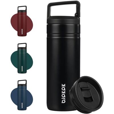 BJPKPK Insulated Water Bottle with 2 Lids,600ml Double Wall Stainless Steel Vacuum Tumbler Travel Coffee Mug,Wide Mouth Thermal Cup,Black BJPKPK Insulated Water Bottle with 2 Lids,600ml Double Wall Stainless Steel Vacuum Tumbler Travel Coffee Mug,Wide Mouth Thermal Cup,Black