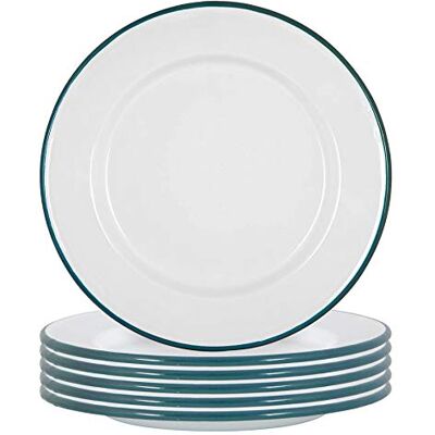 Argon Tableware - 6x 25.5 cm Steel Enamel Dinner Plates Argon Tableware - 6x 25.5 cm Steel Enamel Dinner Plates