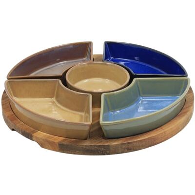 L & P Home & Gifts Lesser & Pavey Snack Dishes & Wood Trays For Food Serving Wood Snacks Serving Platter With Bowls Colourful Designers Round And Square Food Serving Tray Set of 5 Elements L & P Home & Gifts Lesser & Pavey Snack Dishes & Wood Trays For Food Serving Wood Snacks Serving Platter With Bowls Colourful Designers Round And Square Food Serving Tray Set of 5 Elements