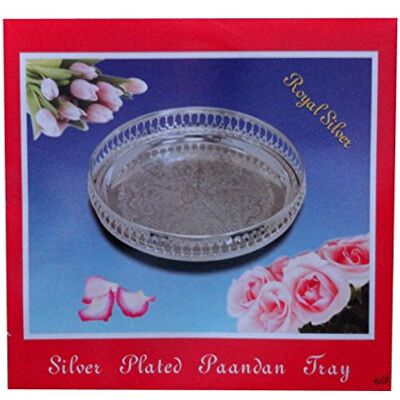 Royal Silver Round Stylish 23cm Silver Plated Paandan Tray Home Kitchen Restaurant Dining Etc Royal Silver Round Stylish 23cm Silver Plated Paandan Tray Home Kitchen Restaurant Dining Etc