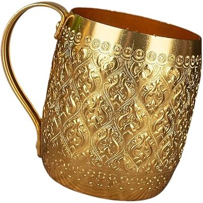 CENGPXGH Artistic Sturdy Portable Tin Alloy Cup for Iced Tea, Gold Tin Alloy Beverage Cup with Excellent Heat Conductivity for Chilling Beverages, Outdoor Drinking Vessel CENGPXGH Artistic Sturdy Portable Tin Alloy Cup for Iced Tea, Gold Tin Alloy Beverage Cup with Excellent Heat Conductivity for Chilling Beverages, Outdoor Drinking Vessel
