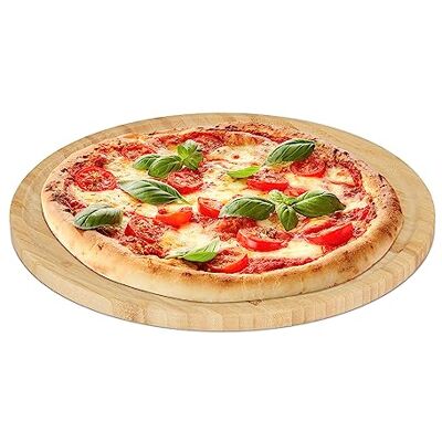 Relaxdays Pizza Board, Natural Bamboo, Ø 32 cm, Serving Plate, Round Platter, for Tarts, Cheese & Charcuterie, Natural Relaxdays Pizza Board, Natural Bamboo, Ø 32 cm, Serving Plate, Round Platter, for Tarts, Cheese & Charcuterie, Natural