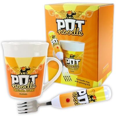 Kimm & Miller Pot Noodle Gift Set with Spinning Fork & Mug Funny Novelty Gifts for Men, Women, Teens & Students Original Curry Design Kimm & Miller Pot Noodle Gift Set with Spinning Fork & Mug Funny Novelty Gifts for Men, Women, Teens & Students Original Curry Design