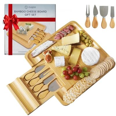 Cuqoo Cheese Board Set with Drawer - Wood Cuqoo Cheese Board Set with Drawer - Wood
