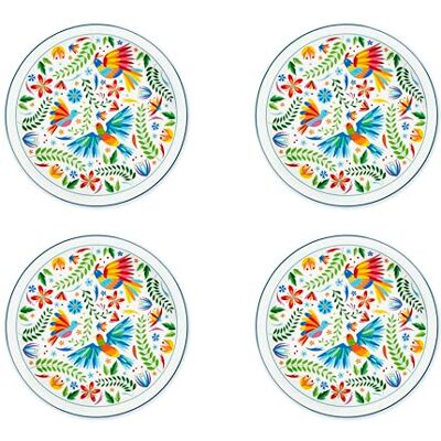 Excelsa Mexican Flowers Set of 4 Porcelain Dinner Plates, 12-Inch Diameter Excelsa Mexican Flowers Set of 4 Porcelain Dinner Plates, 12-Inch Diameter