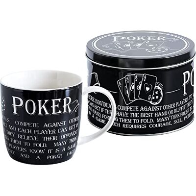 Ultimate Gift For Man Arora 8875 Poker Mug in Tin, White, 2 Piece Set Ultimate Gift For Man Arora 8875 Poker Mug in Tin, White, 2 Piece Set