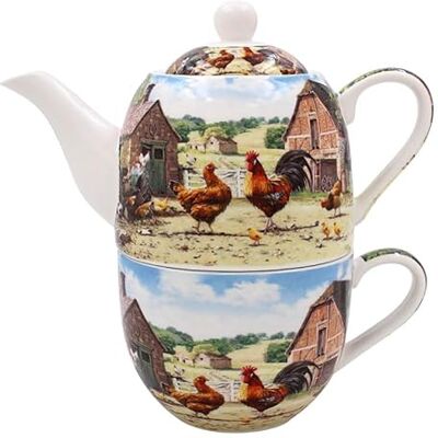 The Leonardo Collection Cockerel & Hen Tea for One By Macneil Studios Charming Hand-Painted Design Ceramic Tea Set Perfect for Tea Lovers Whimsical Cockerel and Hen Theme The Leonardo Collection Cockerel & Hen Tea for One By Macneil Studios Charming Hand-Painted Design Ceramic Tea Set Perfect for Tea Lovers Whimsical Cockerel and Hen Theme