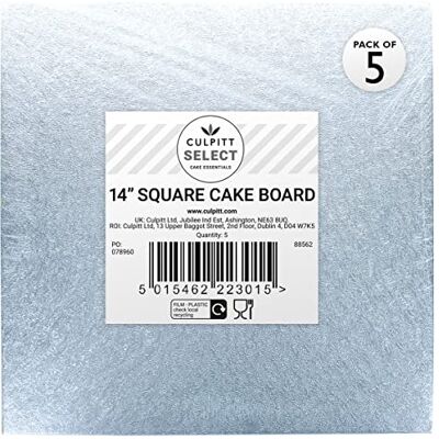 Culpitt Select 14" Cake Boards, Square, 12mm Thick Lightweight Presentation Plate For Celebration Desserts, Birthday Treats, Cupcakes, and More! Strong, 14 Inch, Pack Of 5 Culpitt Select 14" Cake Boards, Square, 12mm Thick Lightweight Presentation Plate For Celebration Desserts, Birthday Treats, Cupcakes, and More! Strong, 14 Inch, Pack Of 5