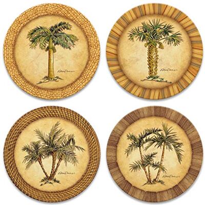 CoasterStone Absorbent Stone Drink Coasters, Palm Tree, Assortment, Neutral Palette CoasterStone Absorbent Stone Drink Coasters, Palm Tree, Assortment, Neutral Palette