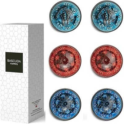 Bascuda Small Ceramic Dip Bowls Set of 6 – Iznik Series Spring Bloom – 8cm – Pirate Green, Red, Blue Small Ramekins for Dips, Sauces, Condiments – Dishwasher Safe – Stylish Tableware for Kitchen Bascuda Small Ceramic Dip Bowls Set of 6 – Iznik Series Spring Bloom – 8cm – Pirate Green, Red, Blue Small Ramekins for Dips, Sauces, Condiments – Dishwasher Safe – Stylish Tableware for Kitchen