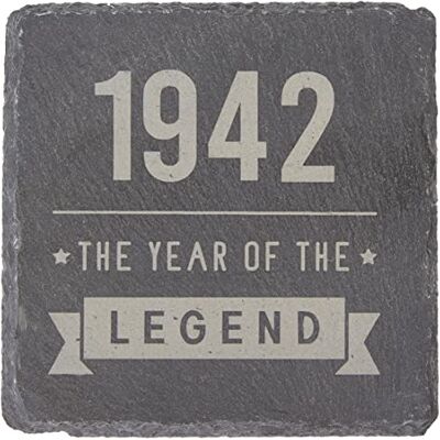 eBuyGB Engraved Square Slate Coaster -1943 Year of The Legend Design 80th Birthday Gifts for Him, Men Gift for Dad, Grandad, Friend Drinks Mat, Placemat eBuyGB Engraved Square Slate Coaster -1943 Year of The Legend Design 80th Birthday Gifts for Him, Men Gift for Dad, Grandad, Friend Drinks Mat, Placemat