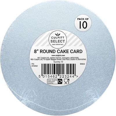 Culpitt Select 8" 3mm Round Cake Boards, 3mm Double Thick Cards For Celebration Desserts, Birthday Treats, Cupcakes, and More! 8 Inch, Pack Of 10 Culpitt Select 8" 3mm Round Cake Boards, 3mm Double Thick Cards For Celebration Desserts, Birthday Treats, Cupcakes, and More! 8 Inch, Pack Of 10