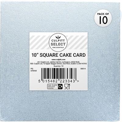 Culpitt Select 10" 3mm Square Cake Boards, 3mm Double Thick Cards For Celebration Desserts, Birthday Treats, Cupcakes, and More! 10 Inch, Pack Of 10 Culpitt Select 10" 3mm Square Cake Boards, 3mm Double Thick Cards For Celebration Desserts, Birthday Treats, Cupcakes, and More! 10 Inch, Pack Of 10