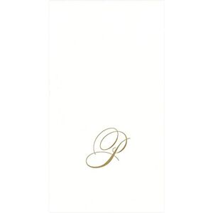 Caspari " Signature Gold Initial P Paper Linen Guest Towels, White Pearl, Pack of 24 Caspari " Signature Gold Initial P Paper Linen Guest Towels, White Pearl, Pack of 24