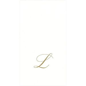 Caspari " Signature Gold Initial L Paper Linen Guest Towels, White Pearl, Pack of 24 Caspari " Signature Gold Initial L Paper Linen Guest Towels, White Pearl, Pack of 24