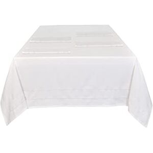 Sleepdown Plain Printed Decorative 100% Cotton Half Panama Table Cloth for Dining Table Durable Stain Resistant Table Cover White 137cm x 178cm Sleepdown Plain Printed Decorative 100% Cotton Half Panama Table Cloth for Dining Table Durable Stain Resistant Table Cover White 137cm x 178cm