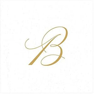 Caspari " Signature Gold Initial B Paper Linen Cocktail Napkins, White Pearl, Pack of 30 Caspari " Signature Gold Initial B Paper Linen Cocktail Napkins, White Pearl, Pack of 30