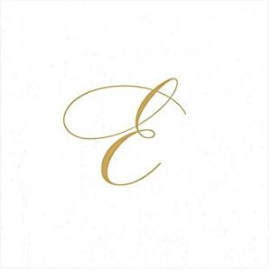 Caspari " Signature Gold Initial E Paper Linen Cocktail Napkins, White Pearl, Pack of 30 Caspari " Signature Gold Initial E Paper Linen Cocktail Napkins, White Pearl, Pack of 30