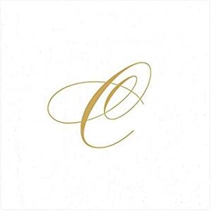 Caspari Signature Gold Initial C Paper Linen Cocktail Napkins, White Pearl, Pack of 30 Caspari Signature Gold Initial C Paper Linen Cocktail Napkins, White Pearl, Pack of 30