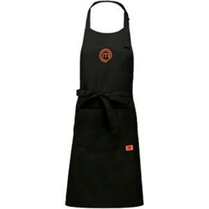 MasterChef Men & Women Black/Orange Apron 100% Cotton Kitchen Apron Adjustable BBQ Apron with Embroidered Logo One Size Fits All (One Size) for Cooking & Pastry MasterChef Men & Women Black/Orange Apron 100% Cotton Kitchen Apron Adjustable BBQ Apron with Embroidered Logo One Size Fits All (One Size) for Cooking & Pastry
