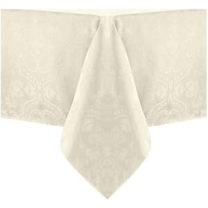 Elrene Damask Tablecloth, Polyester, Ivory, 60" x 144" Oblong/Rectangle Elrene Damask Tablecloth, Polyester, Ivory, 60" x 144" Oblong/Rectangle