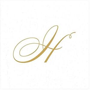 Caspari Signature Gold Initial H Paper Linen Cocktail Napkins, White Pearl, Pack of 30 Caspari Signature Gold Initial H Paper Linen Cocktail Napkins, White Pearl, Pack of 30